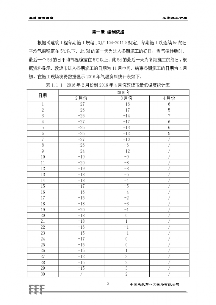 甘肃知名酒店冬期施工方案-图二