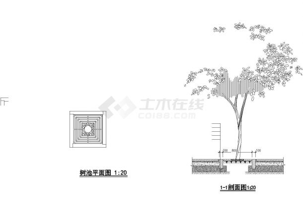 某方形树池设计CAD图-图二