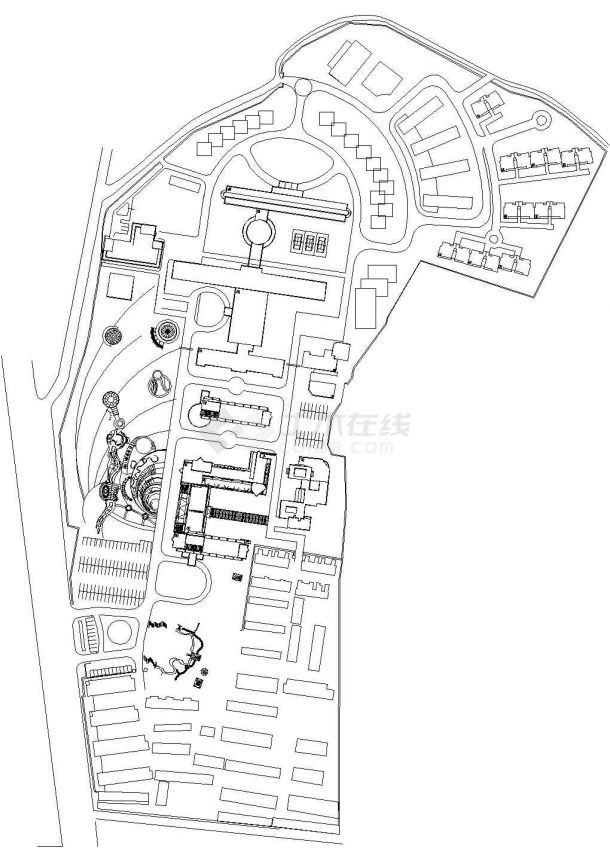 某城市人民医院总体规划设计cad总平面方案图【标注详细】-图一