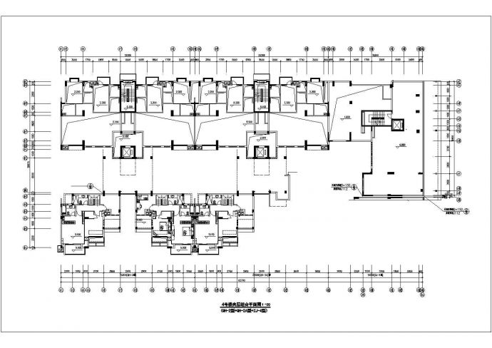 9200平米14层框架结构住宅楼平立面设计CAD图纸（含机房层和架空层）_图1