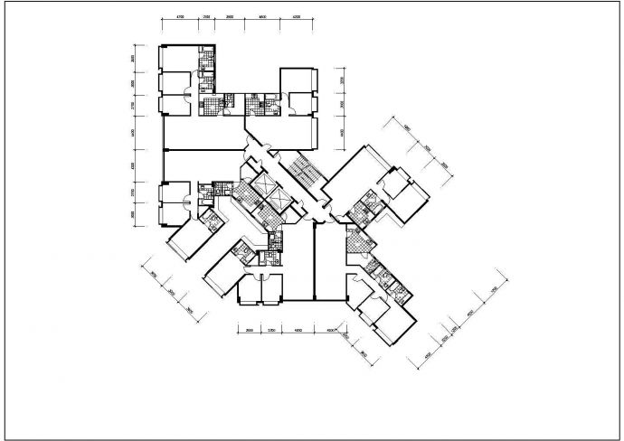 珠海市某新建小区高层住宅楼的标准层平面设计CAD图纸（6张）_图1