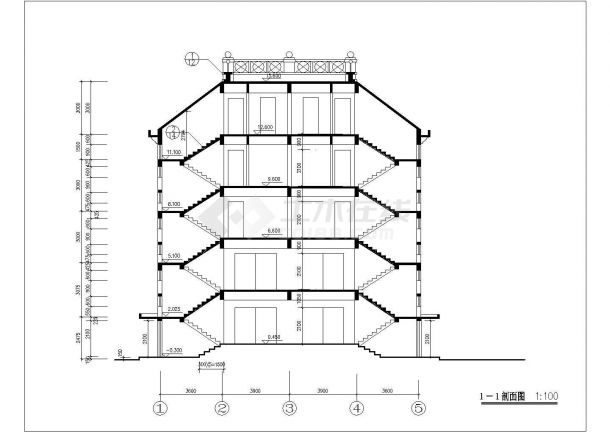 乌鲁木齐某社区4层砖混结构双拼别墅楼建筑设计CAD图纸（每户420平米）-图一