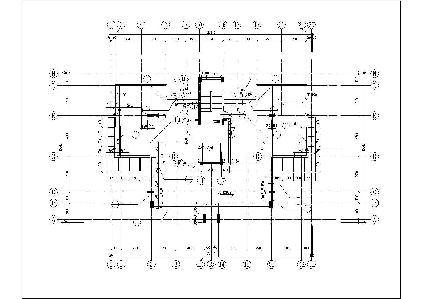 9200平米13层框架结构住宅楼平立剖面设计CAD图纸（含跃层和机房层）