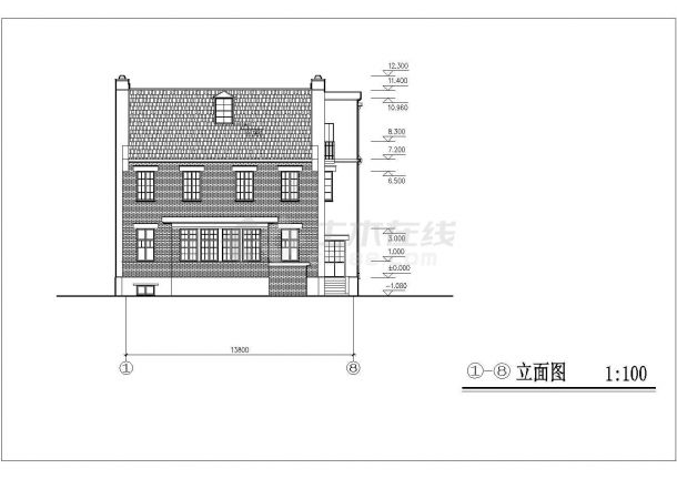375平米3层砖混结构单体别墅平立剖面设计CAD图纸（含地下室层）-图一