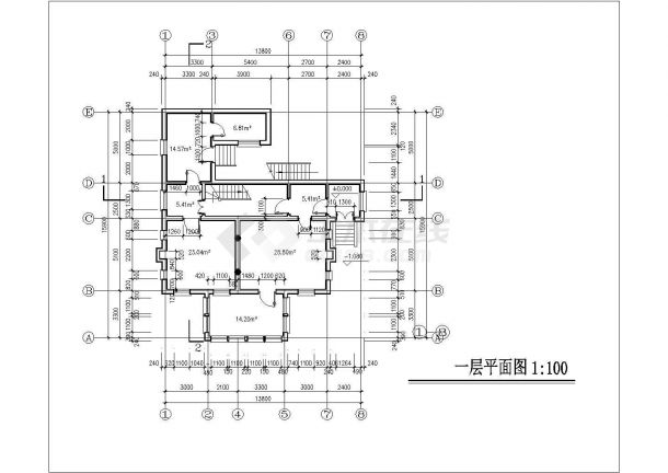 375平米3层砖混结构单体别墅平立剖面设计CAD图纸（含地下室层）-图二