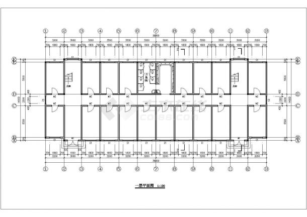 杭州xx中学1900平米3层砖混结构宿舍楼平立剖面设计CAD图纸-图二