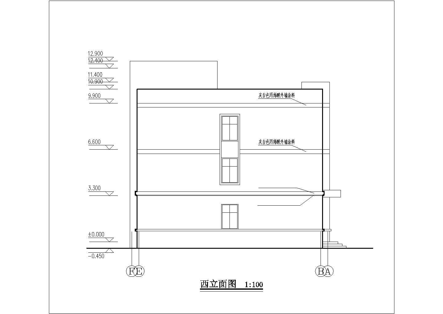 杭州xx中学1900平米3层砖混结构宿舍楼平立剖面设计CAD图纸