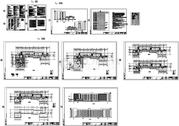 某新村第一小学教学楼建筑施工CAD图纸设计-图一