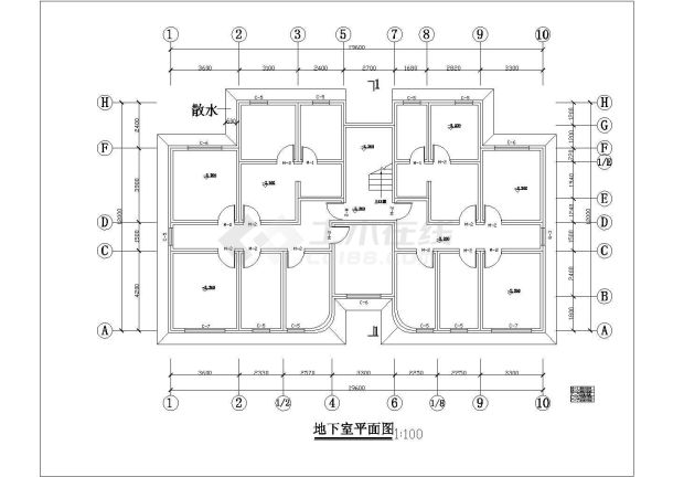 1500平米7层砖混结构住宅楼平立剖面设计CAD图纸（含阁楼/1层2户）-图一
