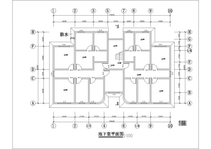 1500平米7层砖混结构住宅楼平立剖面设计CAD图纸（含阁楼/1层2户）_图1