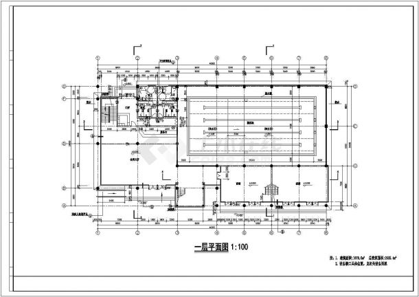 上海xx小区4层框架结构活动会所建筑设计CAD图纸（含夹层和地下层）-图一