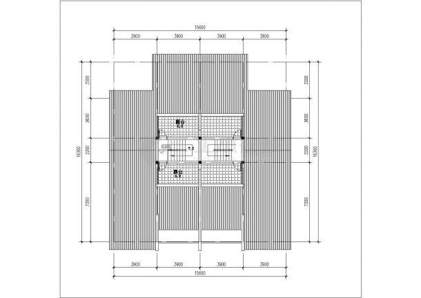 2+1层砖混结构双拼别墅平立剖面设计CAD图纸（每户156平米）-图一