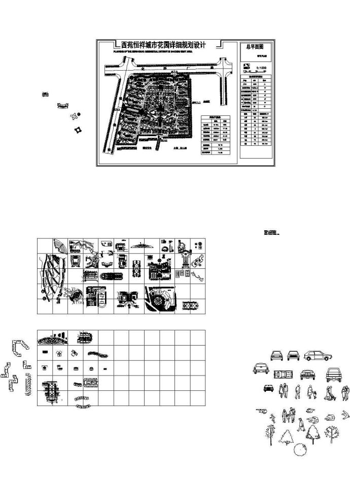某总用地10.6ha户数498户城市花园详细规划设计cad施工总平面图（含技术经济指标）_图1