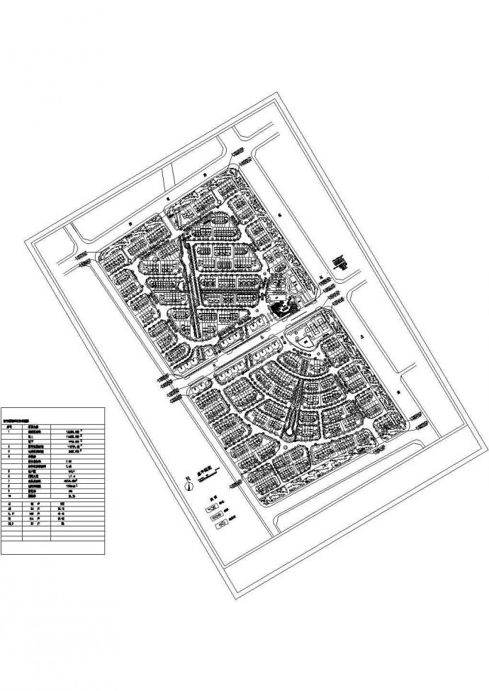 某总建筑面积126231㎡某小区规划设计cad施工总平面图（含总体规划经济技术指标）_图1