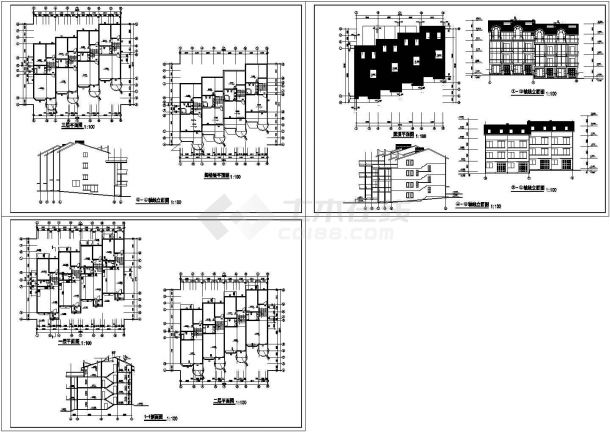 三层别墅施工图纸Cad设计图-图二