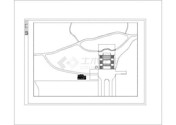 呼和浩特市休闲公园入口建筑施工cad图纸，共十张-图一