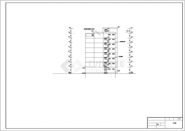 土木工程毕业设计_办公楼设计_某8层框架结构综合办公楼毕业设计cad全套建筑施工图（含设计说明，含结构设计，含计算书，施工组织设计，PKPM模型图）-图一