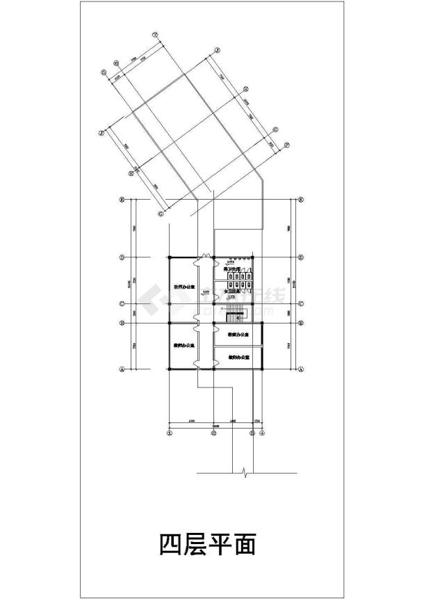 某高校2900平米4层框架结构行政办公楼平立面设计CAD图纸-图一