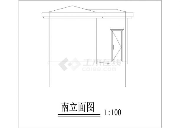 北京某社区20平米单层砖混结构垃圾收集房建筑设计CAD图纸-图二