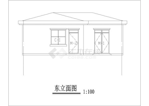 深圳xxx工厂21平米单层砖混结构门卫室建筑设计CAD图纸-图二