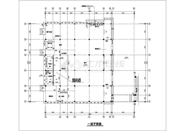 xx学校占地880平米3层框架结构食堂+体育馆一体楼建筑设计CAD图纸-图一