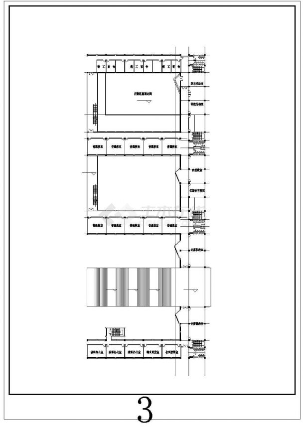 贵阳市xx中学4100平米4层框架结构教学综合楼平立剖面设计CAD图纸-图一