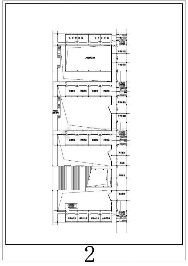 贵阳市xx中学4100平米4层框架结构教学综合楼平立剖面设计CAD图纸-图二