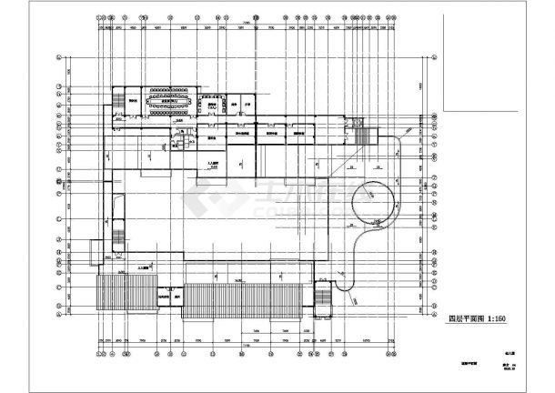 呼和浩特市某社区3500平米4层框架结构幼儿园平立剖面设计CAD图纸-图二
