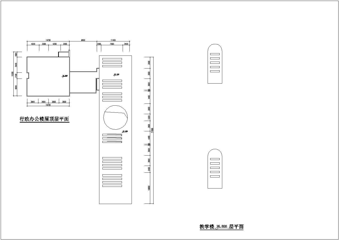 珠海市某小学3950平米四层框架结构教学楼平立剖面设计CAD图纸