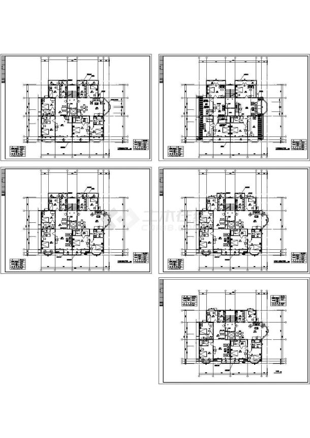 单元楼一梯两户楼层户型设计CAD图-图一