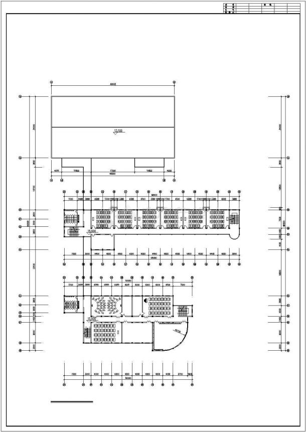 南昌市双河小学3900平米五层框架结构教学楼平立剖面设计CAD图纸-图一