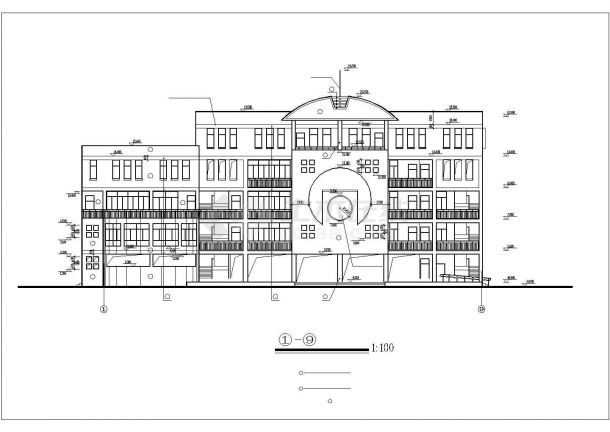 呼和浩特市资江小学3600平米五层框架结构教学楼建筑设计CAD图纸-图二