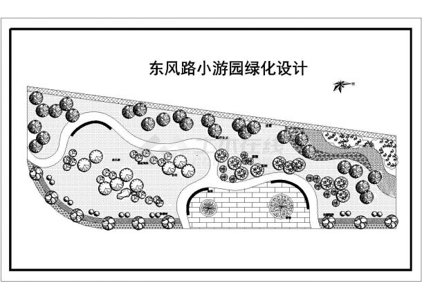 胶南市小游园绿化设计施工平面cad图纸，共两张-图一