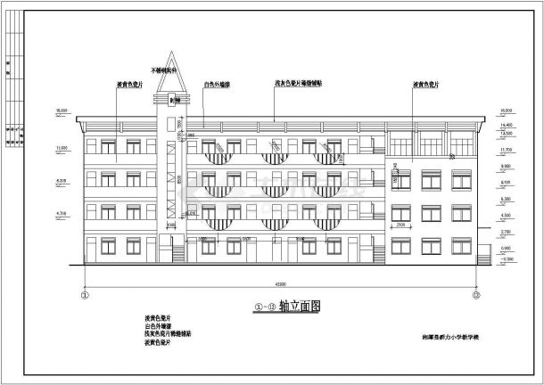 连云港市xx小学1260平米四层框架结构教学楼建筑设计CAD图纸-图一