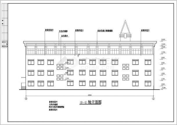 连云港市xx小学1260平米四层框架结构教学楼建筑设计CAD图纸-图二