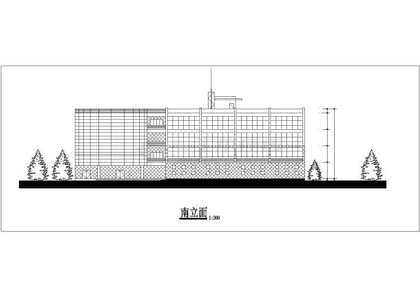 合肥市xx小学5300平米四层框架结构教学楼平立剖面设计CAD图纸-图一