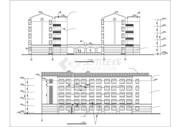 泉州市某所小学3900平米五层框架结构教学楼建筑设计CAD图纸-图一