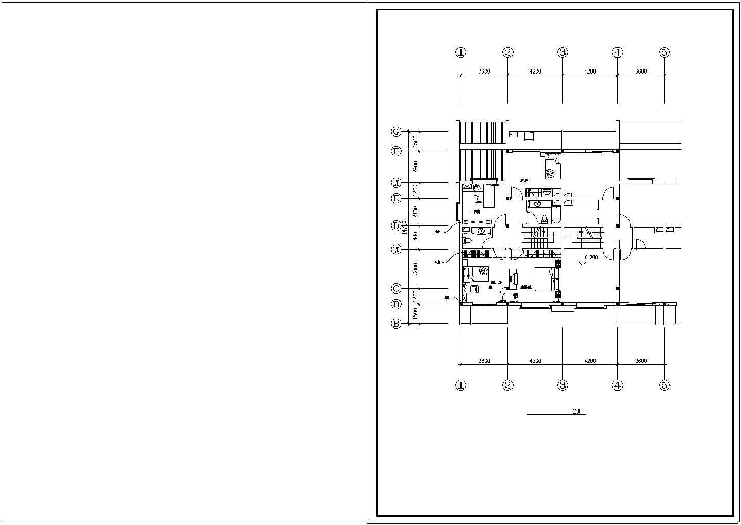 跃层户型住宅装修建筑cad设计平面施工图