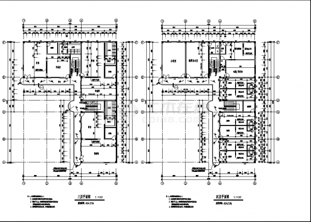 4层1829平米L型幼儿园教学楼建筑设计施工cad图纸-图二