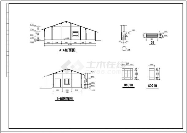 某公园景观公共厕所建筑cad施工图-图二