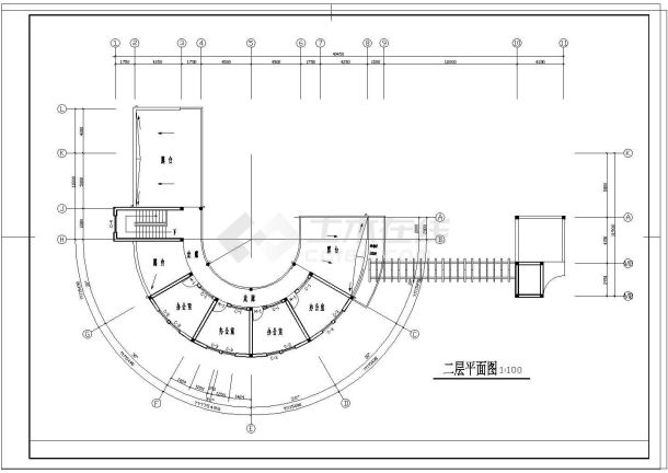 某厂区大门建筑cad平立面施工图纸-图一