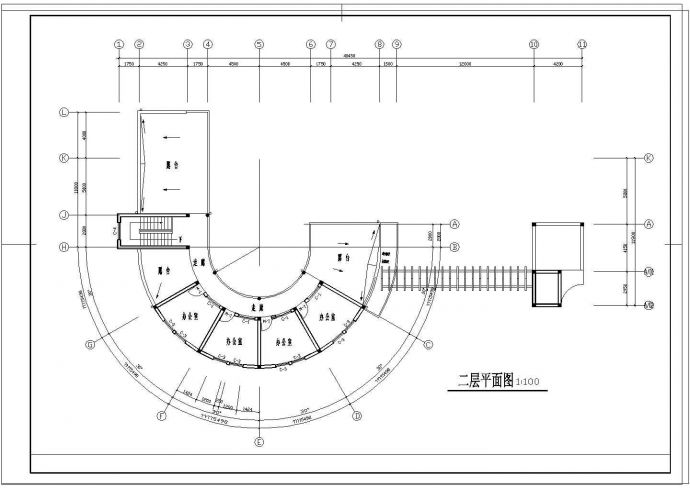 某厂区大门建筑cad平立面施工图纸_图1