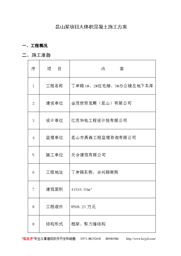 昆山某项目大体积混凝土 施工方案-图一