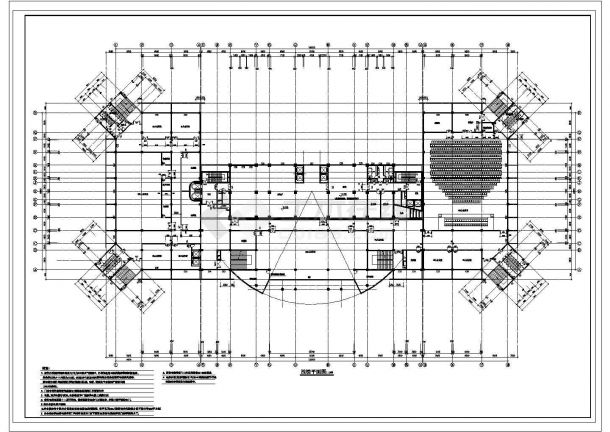 某地高层办公大厦建筑cad平面施工图纸-图二