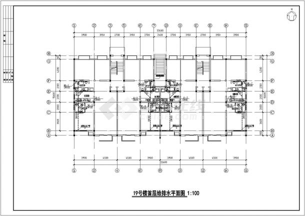某地下1层地上6层(1梯2户2单元)住宅楼给排水设计cad全套施工图（含设计说明）-图二