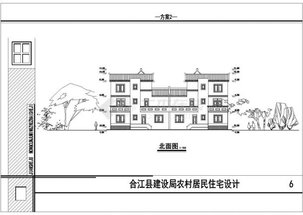 某三层川南民居住宅楼设计cad建筑方案图-图二