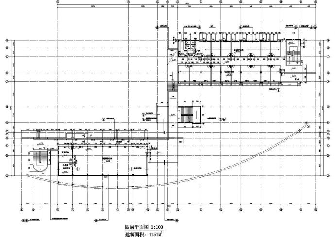 合肥某所大学5400平米四层框架结构教学楼平立剖面设计CAD图纸_图1