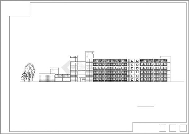 西安某大学6层框架结构教学综合楼平立剖面设计CAD图纸-图二