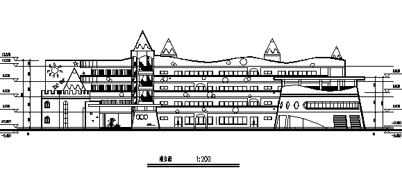 某四层欧式幼儿园建筑设计cad图，共九张_图1