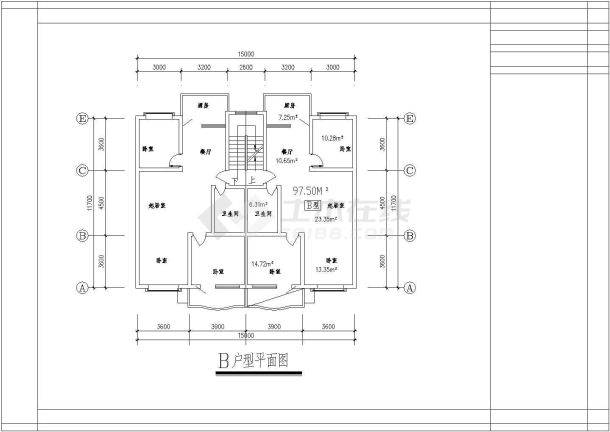 某小区高层住宅标准户型详细方案设计施工CAD图纸-图二